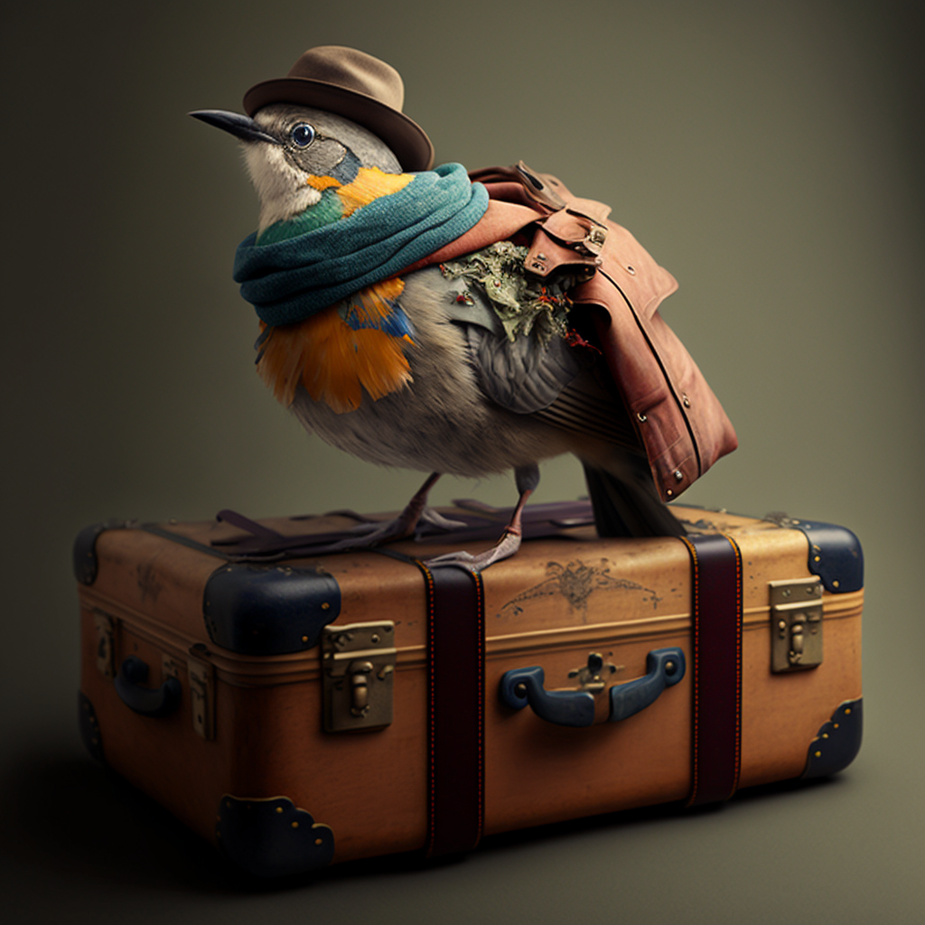 Bird on a suitcase