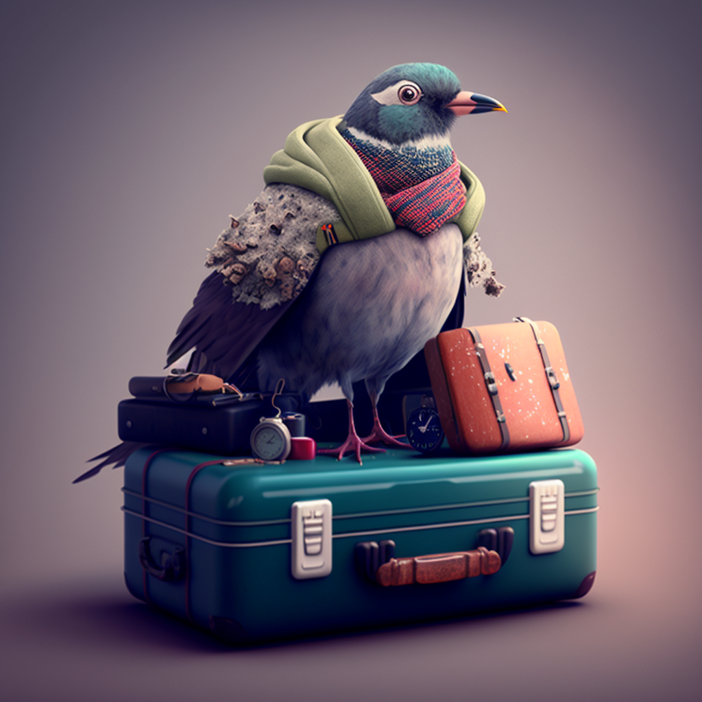 Bird on a suitcase