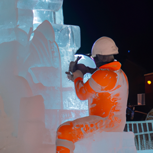 ce sculptors use chisels and chainsaws to create amazing sculptures out of blocks of ice.